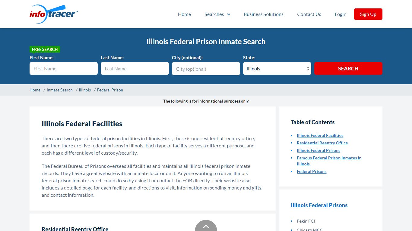 Illinois Federal Prisons Inmate Records Search - InfoTracer
