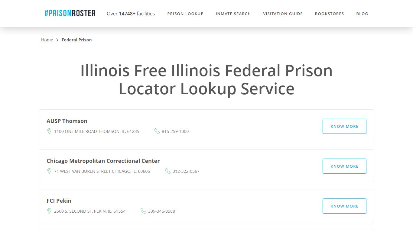 Illinois Federal Prison Inmate Lookup
